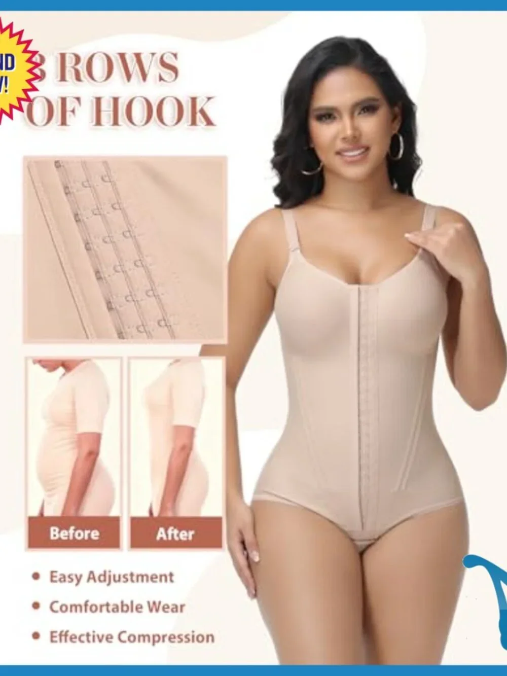 High Compression Shapewear Bodysuit with Steel Bones Tummy Control